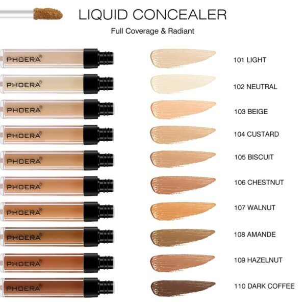 PHOERA Concealer, Lightweight, Full Coverage, Long Lasting, Corrects, Hydrates, Highlights, Matte Finish, All-Day Wear,with Concealer Brush (103#BEIGE) - Image 6