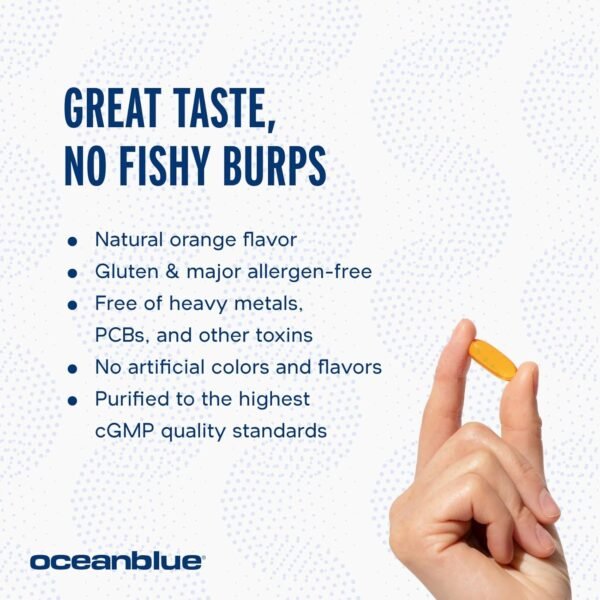 Oceanblue Professional Omega-3 2100 with CoQ10 – 90 ct – Triple Strength Fish Oil Supplement with High-Potency EPA and DHA, and CoQ10 – Orange Flavor (30 Servings) - Image 6