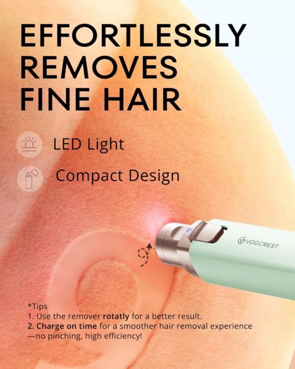 VOGCREST Hair Trimmer, 2 in 1 Facial Hair Remover & Eyebrow Trimmer for Women - Rechargeable, Portable, LED Light - Image 4