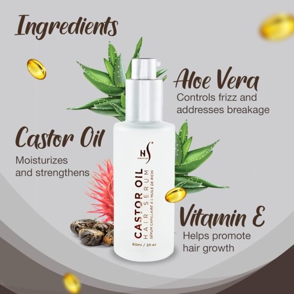 HerStyler Castor Oil Hair Serum for Hair Growth - Hair Shine Serum with Vitamin E - Hair Growth Serum - Hair Serum Heat Protectant - Vitamin E Hair Serum for Silky Hair - Image 4