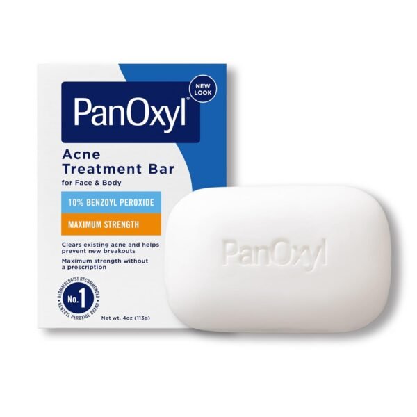 PanOxyl Acne Treatment Bar with 10% Benzoyl Peroxide, Maximum Strength Bar Soap for Face, Chest and Back, Benzoyl Peroxide Soap Body Wash, Vegan, For Acne Prone Skin, 4 oz - Image 2