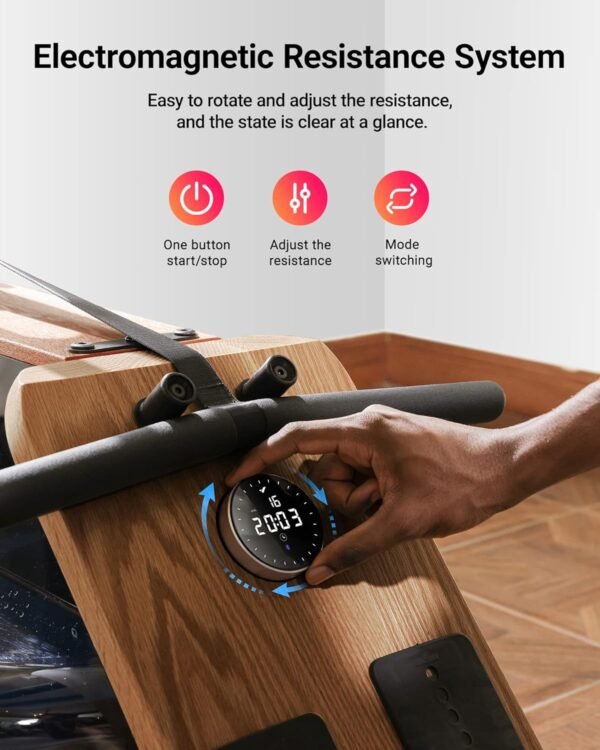 MERACH Foldable Wooden Rowing Machine, Water Electromagnetic Rower Machine for Home Use, Exclusive App Lifetime Membership, Patented Space Saver, MERACH Go Technology, 950 - Image 5