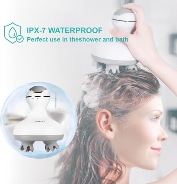 VGU Rechargeable Scalp Massager with Multi-Node Design, Promotes Hair Growth, Relieves Stress, Waterproof, Portable Handheld Head Massager - Image 6