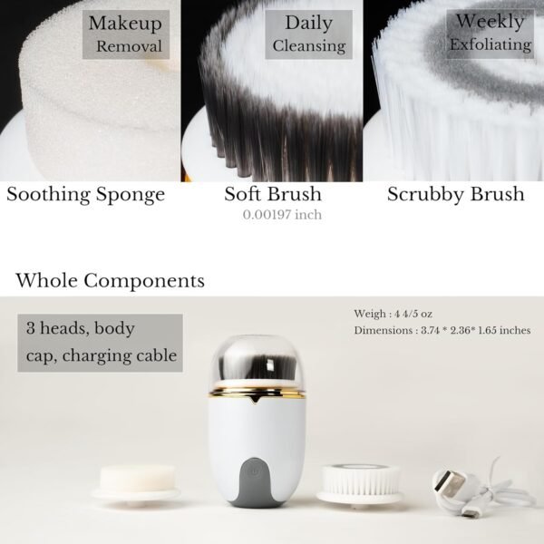 Waterproof Electric Face Brush with IPX5 Rating for Deep Cleansing and Exfoliation - Image 5