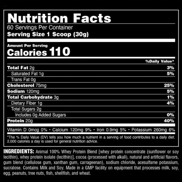 Animal 100% Whey Protein Powder – Whey Blend for Pre Workout or Post Workout, Recovery, or an Anytime Low Sugar Protein Boost Meal Replacement with BCAA Branched Chain Amino Acids – Chocolate, 4 lb - Image 4