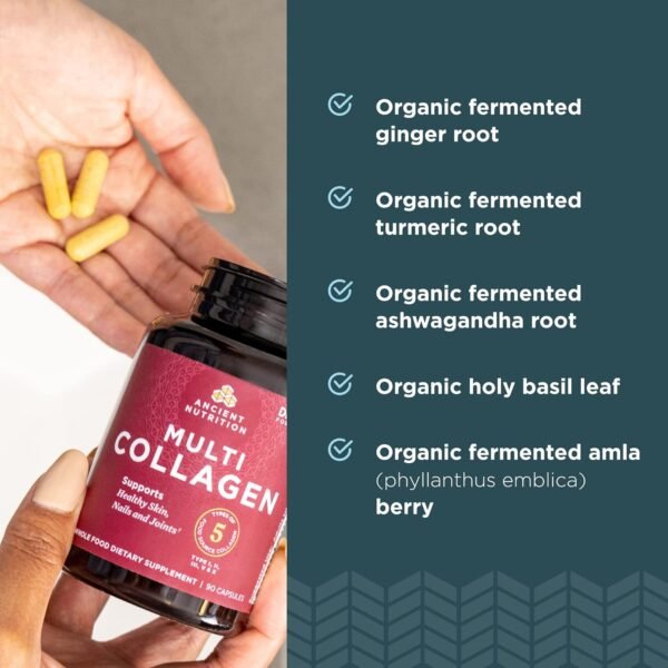 Collagen Peptides Pills by Ancient Nutrition, Hydrolyzed Multi Collagen Supplement, Types I, II, II, V & X, Supports Healthy Skin and Nails, Gut Health and Joints, 90 Capsules - Image 7