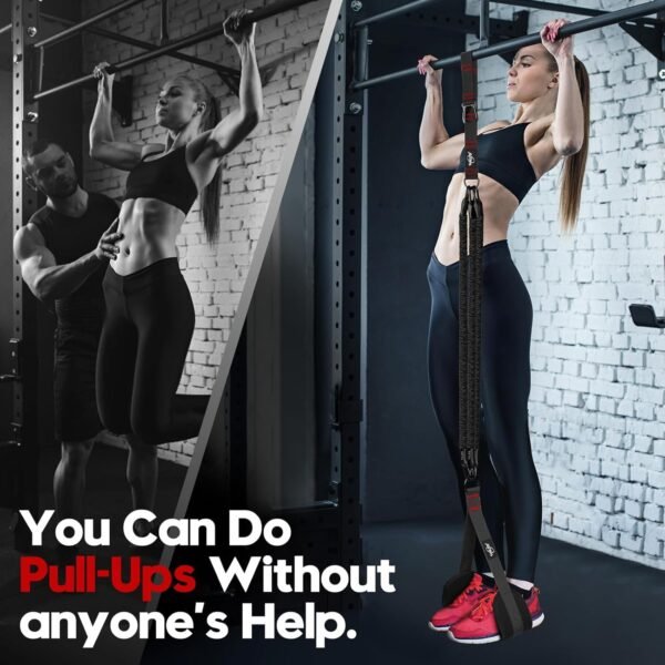 Pull Up Assistance Bands, Heavy Duty Assisted Pull Up Bands for Pull Up Assist, Adjustable Weight/Size with Fabric Feet Mats, Upgrade Pull Up Assist Bands for Strength Training - Image 4
