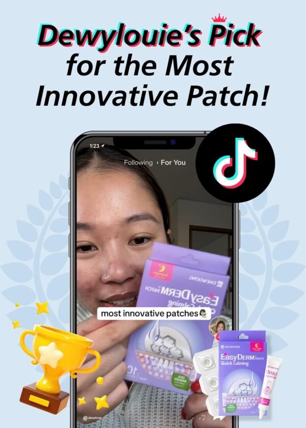 EasyDerm Quick Calming Magnesium Patches – Hydrocolloid Acne Spot Treatment with Tea Tree & Cica, 10 Patches, Zit Sticker, TikTok Viral Blemish Patch - Image 3