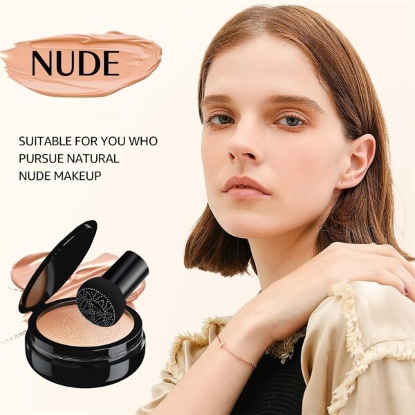 Mushroom Head Air Cushion CC Cream Strong Concealer, Moisturizing BB Cream Makeup Base Primer Even Skin Tone for All Skin Types, Face Makeup Cushion Foundation Long Lasting (Nude) - Image 4