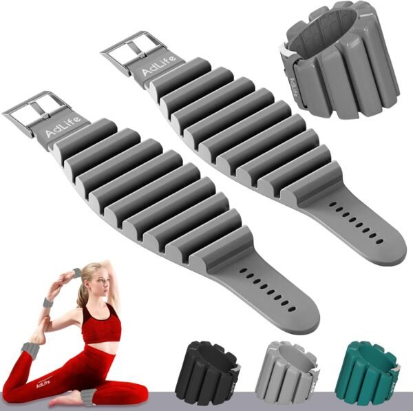ADLIFE Adjustable Ankle Weights Exercise Weights for Women and Men 2 lbs Wearable Weighted Wrist Bangles, Arm Leg Weight Set (1 lb Each) for Aerobics,Yoga, Running, Home Gym Workout, Strength Training, Pool Exercise - Image 2