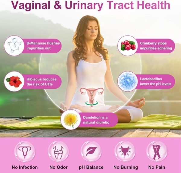 NATURE TARGET Probiotics for Women, 100 Billion CFUs Probiotic with Digestive Enzymes & Prebiotics, Vaginal Probiotics with Cranberry for Urinary Tract Health, pH Balance, 90 Veggie Capsules - Image 3