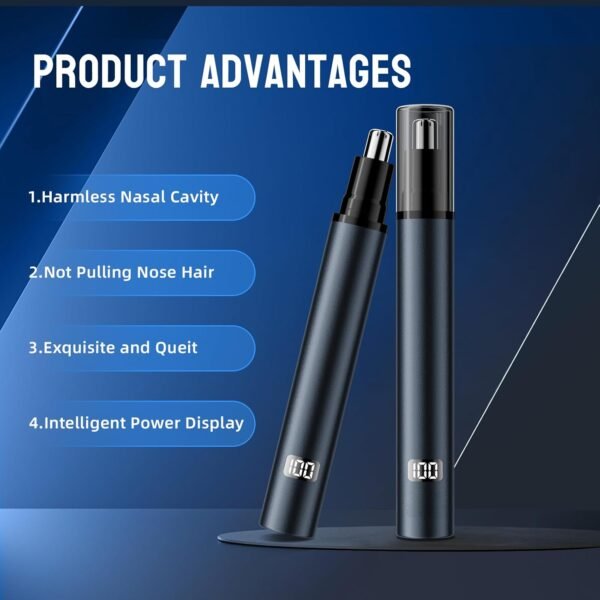 Nose Hair Trimmer for Men & Women - Professional Painless Eyebrow & Facial Hair Trimmer for Male and Female, Travel Ear and Nose Hair Clipper, USB Rechargeable Trimmers with LED Light Digital Display - Image 7