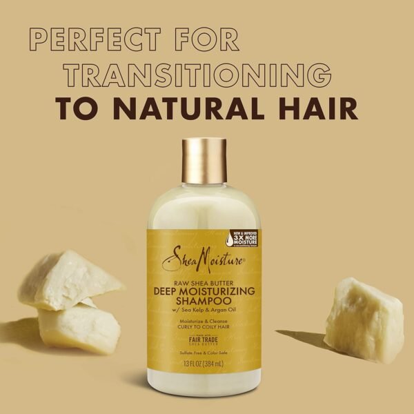 Shea Moisture Raw Shea Butter Shampoo and Conditioner Set, Deep Moisturizing with Sea Kelp & Argan Oil, Sulfate Free & Silicone Free, Curly Hair Products, Family Size, 13 Fl Oz (Pack of 2) - Image 5