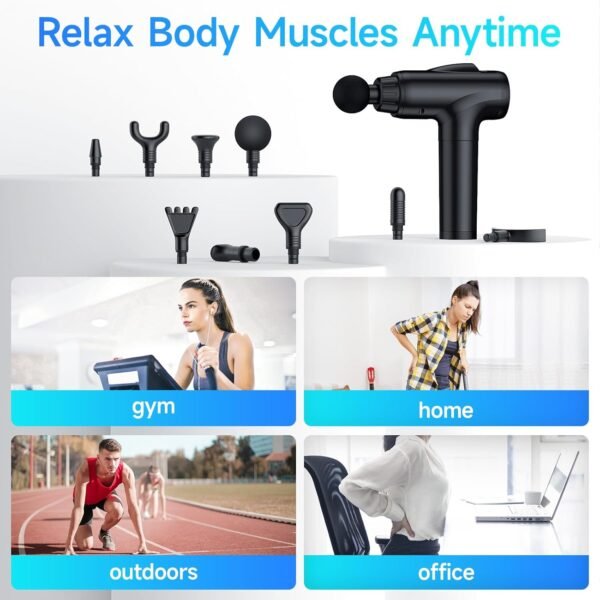 JQX Massage Gun Deep Tissue, Handheld Electric Body Muscle Massage Gun, High Percussion Vibration Back Neck Massager for Athletes with 30 Speed Levels & 9 Heads, Gifts for Men and Women (Black) - Image 8