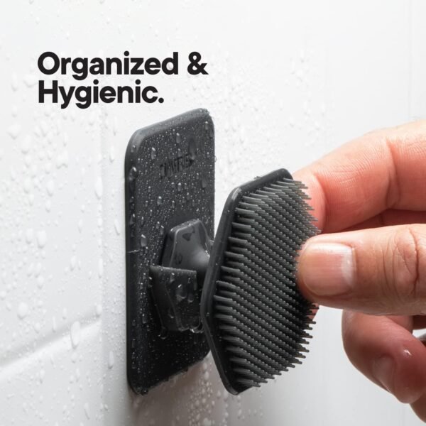 Tooletries - Men's Face Scrubber & Holder - Silicone Exfoliator Facial Cleansing Brush with Shower Storage Grip - Removes Dead & Dry Skin - Long Lasting Bathroom & Shower Accessories - Charcoal - Image 6