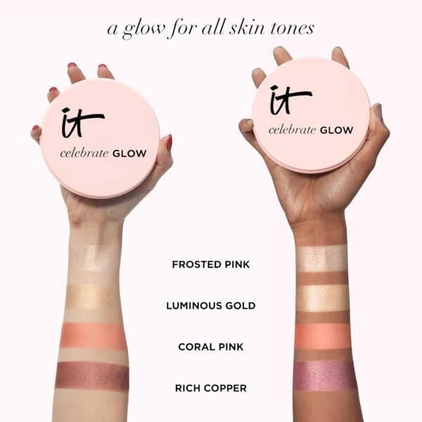 IT Cosmetics Celebrate Glow Face & Eye Makeup Palette - Multitasking Blush, Highlight & Eyeshadow Palette in Matte, Pearl & Shimmer Shades - Image 7