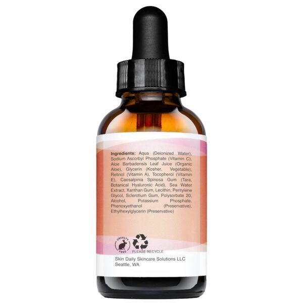 Antioxidant Vitamin C Serum for Face- Infused with Electrolytes, Hyaluronic Acid, Retinol - 1 oz - Image 6