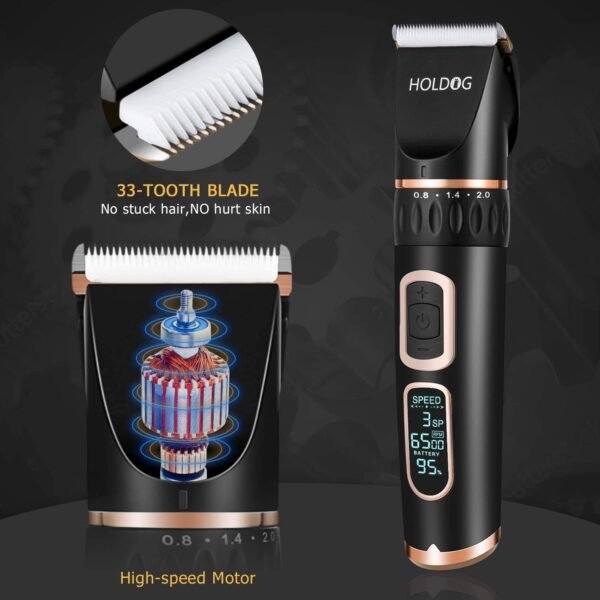 Dog Clippers Professional Heavy Duty Grooming Clipper 3-Speed Low Noise High Power Rechargeable Cordless Pet Tools for Small & Large Dogs Cats Pets with Thick Coats - Image 6