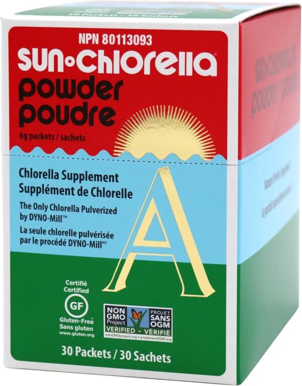 Sun Chlorella Powder Green Algae Superfood Supplement Supports Whole Body Wellness Immune Defense, Gut Health & Natural Energy Boost - Chlorophyll, B12, Protein, Non-GMO - 30 Packets - Image 5