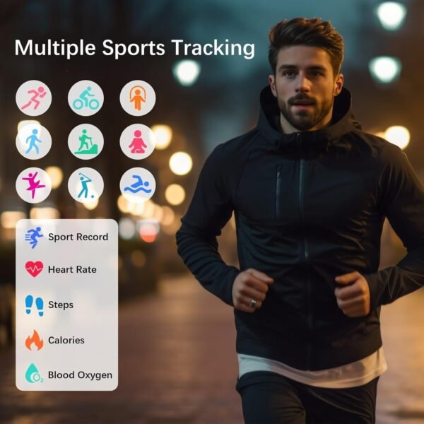 Health Rings for Women Men, Smart Ring with Heart Rate, Blood Oxygen, Blood Pressure, Sleep Tracker, Step Tracker, No Subscription Fee, IP68 Waterproof Smart Ring for iphone & Android (Silver, 11#) - Image 5