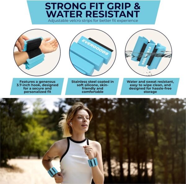 Wrist and Ankle Weights for Women and Men, Set of 2 (1lb Each) Wrist Weights with Sweatband, Adjustable Strap Leg Weights Perfect for Yoga, Pilates, Dance, Pool Workouts, and Jogging - Image 4