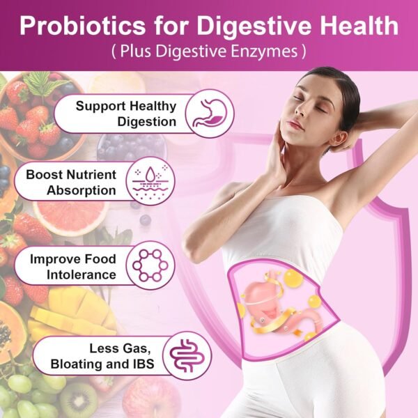 NATURE TARGET Probiotics for Women, 100 Billion CFUs Probiotic with Digestive Enzymes & Prebiotics, Vaginal Probiotics with Cranberry for Urinary Tract Health, pH Balance, 90 Veggie Capsules - Image 4