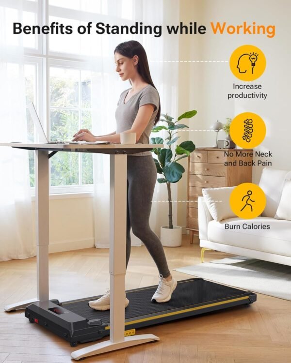 UREVO Under Desk Treadmill, Walking Pad 2 in 1 for Home/Office, Portable Walking Pad Treadmill with Remote Control, LED Display - Image 4