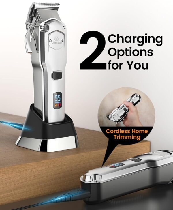oneisall Dog Clippers for Grooming Professional,Cordless/Rechargeable Dog Grooming Kit with Detachable Metal Combs, Low Noise Heavy-Duty Dog Clippers for Thick/Curly/Fine/Wavy Hair - Image 8