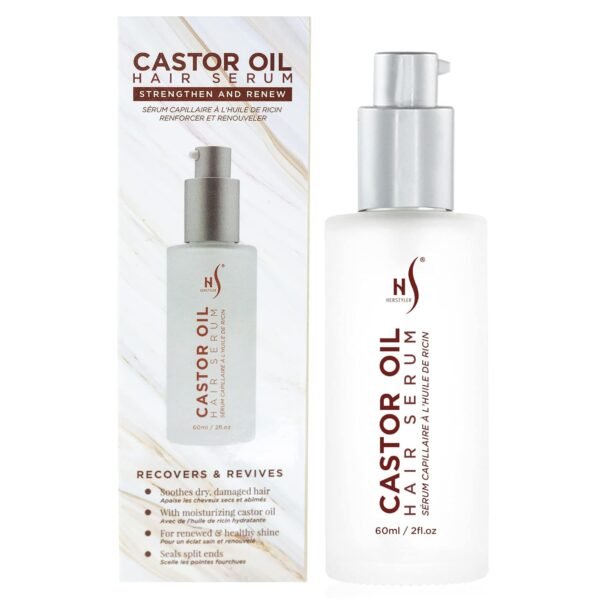 HerStyler Castor Oil Hair Serum for Hair Growth - Hair Shine Serum with Vitamin E - Hair Growth Serum - Hair Serum Heat Protectant - Vitamin E Hair Serum for Silky Hair - Image 2