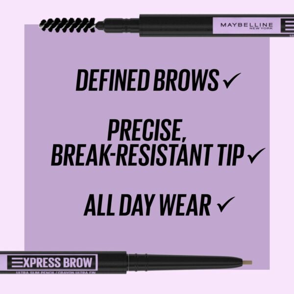 Maybelline Express Brow Ultra Slim Eyebrow Makeup, Brow Pencil with Precision Tip and Spoolie for Defined Eyebrows, Black Brown, 1 Count - Image 3