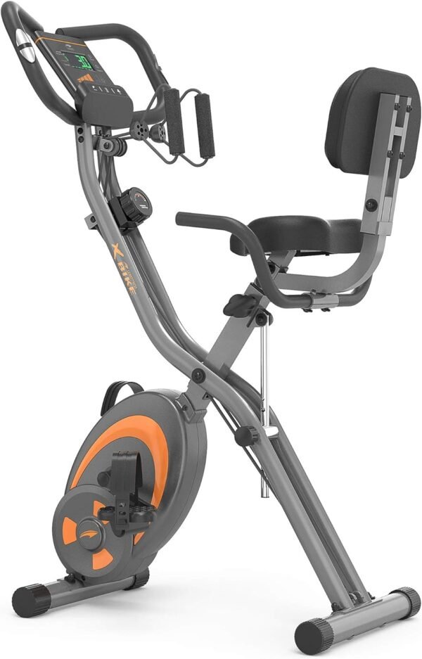 leikefitness Folding Stationary Bike Recumbent Exercise Bike w/Arm Resistance Bands-Pulse Sensor-LCD Monitor and Easy to Assemble Indoor Cycling Bike 2280 - Image 2