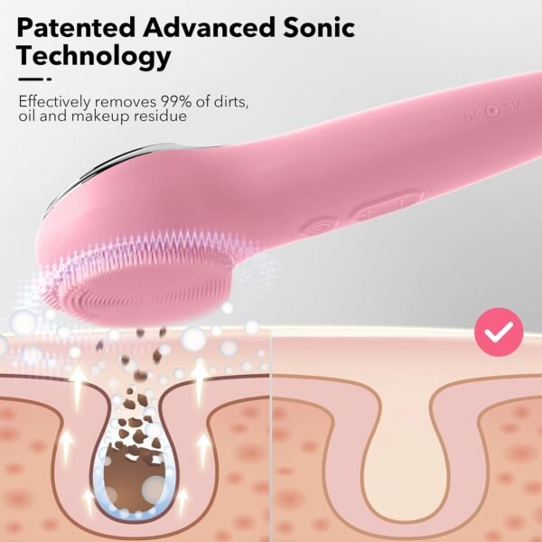 Facial Cleansing Brush Face Scrubber, Alyfini Silicone Electric Deep Cleaning Exfoliating Brush with Nose Scrub Blackhead Remover, Waterproof Rechargeable Thermal Massager Skin Care Routine Men Women - Image 4