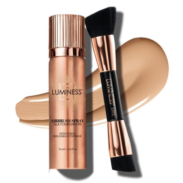 LUMINESS Silk Airbrush Spray Foundation & Buffing Brush Kit - Light Medium, Unisex, Skin Foundation Concealer - Image 2