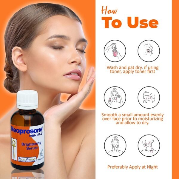 Neoprosone, Vitamin C Serum for Face | 1 Fl oz / 30ml | Brightening Serum For Dark Circle, Wrinkles | with Alpha Arbutin and Castor Oil - Image 7