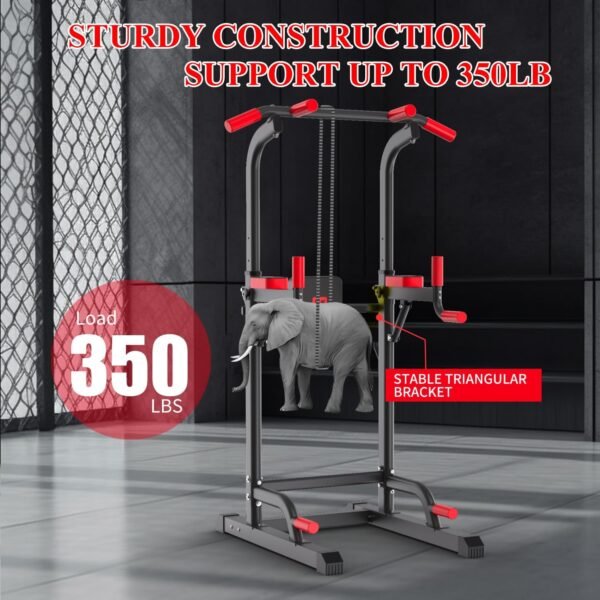 Power Tower Dip Station, Pull Up Bar Station & Multi-Function Gym Equipment For Home Strength Training Adujustable Height Up to 85.5",Load 350LBS - Image 3