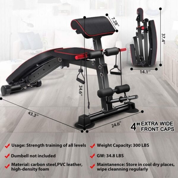 Adjustable Weight Bench - Utility workout Benches for Exercise, Free Installation Design for Portable Fitness Strength Training Equipment at Home Gym - Image 7