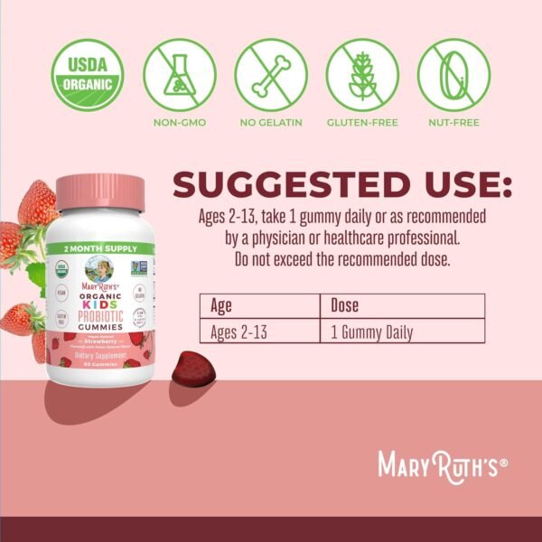 MaryRuth's Multivitamin and Probiotic Gummies (Strawberry) for Kids | Clean Label Project Verified® | Vitamins for Gut Health, Immunity, & Overall Wellness | Vegan, Non-GMO, Gluten Free - Image 10