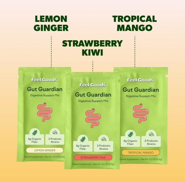 Feel Goods Gut Guardian, Prebiotic & Probiotic Powder, Sugar Free, Organic Fiber, Herbs for Bloat, Gut Health Support, Digestive Health for Men & Women, Non GMO, Vegan | Variety Pack, 24 Count - Image 6