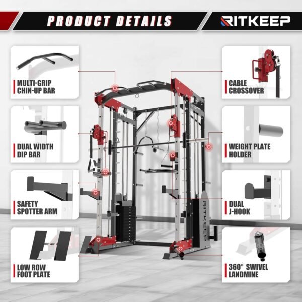 PMAX 5600 Dual Cable Pulley System Home Gym Machine All-in-One Station with Integrated Weight System and RAB 2000 Bench for Enhanced Workout and Resistance Training at Home Gym - Image 6