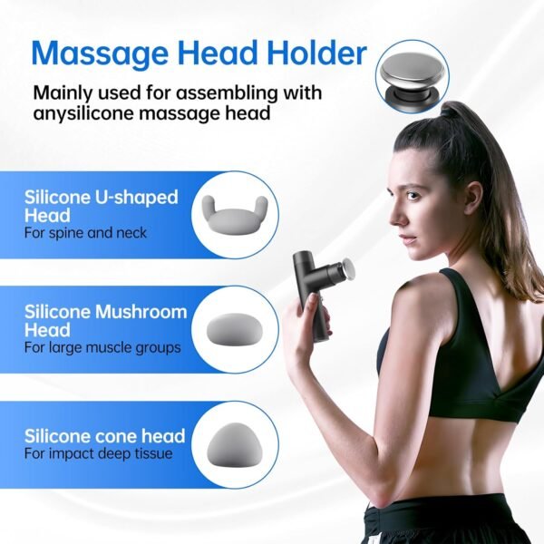 Mini Massage Gun, Percussion Deep Tissues Muscle with Heat, Portable Full-Metal Massage Gun with 3 Interchangeable Heads | 4 Speeds | Compact Sports Massager Helps Relieve Sore Muscles and Stiffness - Image 6
