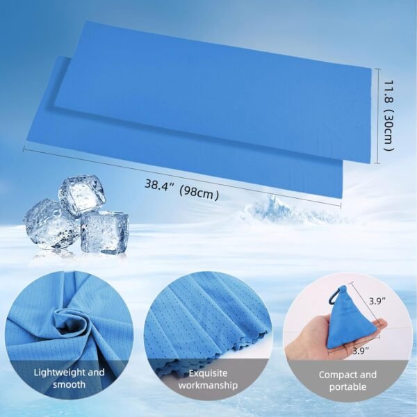 2 Cooling Towels 40''x12'',Cooling Towels for Neck and face Ideal for Gym, Yoga, Sports, Fitness, Running, Traving,Camping,Instant Relief Heat and Sweat,Stay Cool and Comfortable(2, Blue) - Image 5