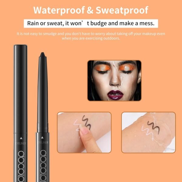 docolor Eyeliner Gel Eye Liner Pen Ultra-Pigmented Waterproof Smudge-proof Gel Eyeliner Pencil, Black - Image 6