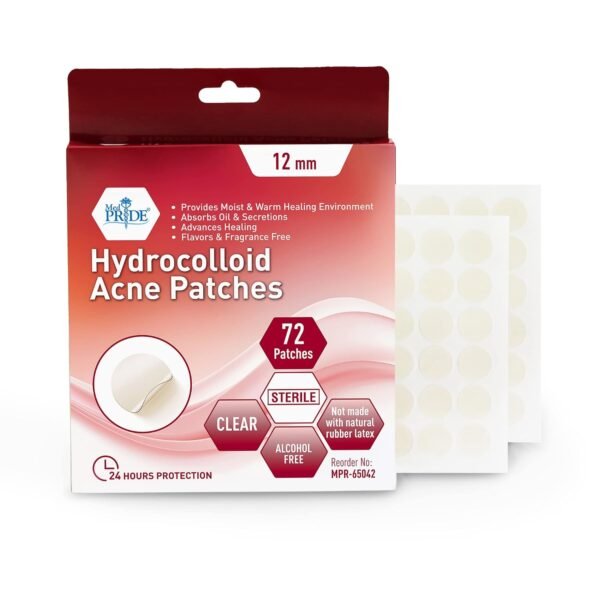 MED PRIDE Hydrocolloid Dressing Acne Pimple Patches 72 Pack – Clear 12mm Overnight Spot Patches – Sterile, Alcohol-Free Stickers Reduce Pus, Oil & Swelling - Image 2