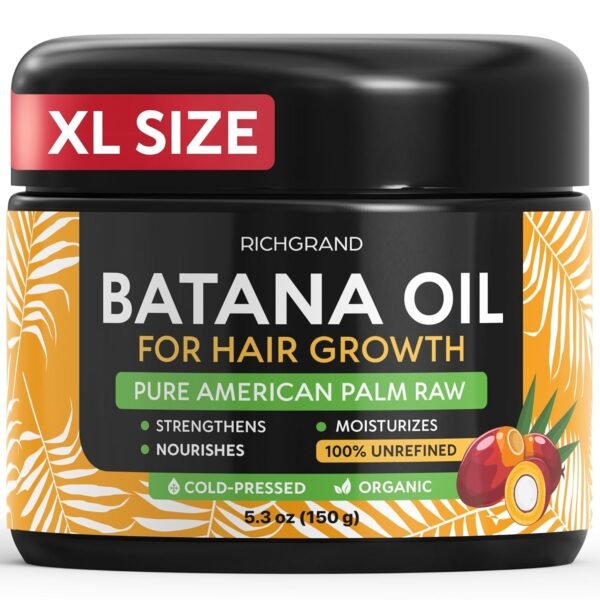 Batana Oil for Hair Growth - 100% Raw & Organic Dr Sebi Batana Oil - Cold-Pressed & Pure Unrefined Batana Hair Mask for Women & Men - Enhances Hair Thickness, Prevents Loss - Image 2