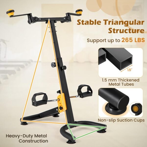 GYMAX Pedal Exerciser for Seniors, Hand Arm Leg and Knee Folding Pedal Exercise Bike with Adjustable Handgrip, Resistance and Height, Home Indoor Fitness Equipment for Rehabilitation - Image 10
