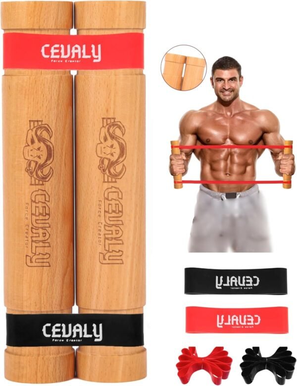 Rip Stick Workout Portable Home Gym Exercise Equipment Adjustable Resistance Bands, Wooden Handles, Liftstick for Upper Body, Shoulder and Joint Rehab (Rip Stick and Bands) - Image 2
