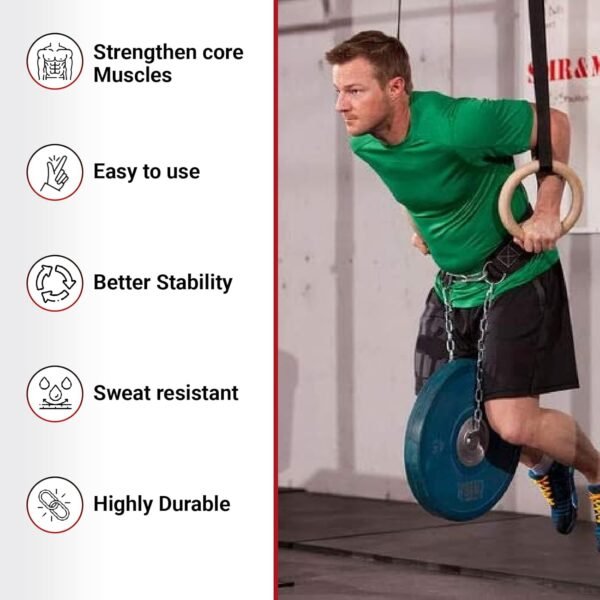 DEFY Dip Belt for Weight Lifting with 36" Steel Chain - 370 lbs weightlifting capacity - Neoprene Gym powerlifting belt for powerlifting & strength training for men & women - Image 4