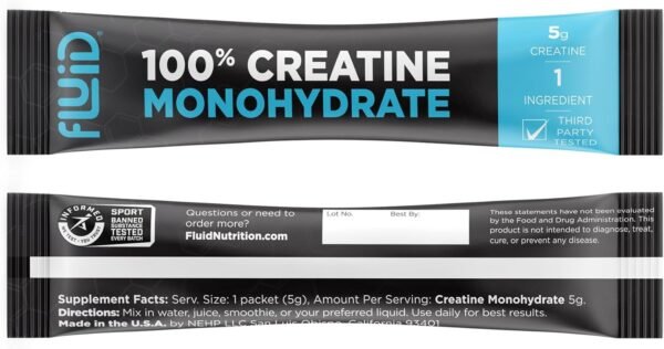 Fluid - Ultra-Fine Micronized 100% Creatine Monohydrate, Informed Sport Certified, Safe for Athletes, 5g Serving (30 Single Servings) - Image 3