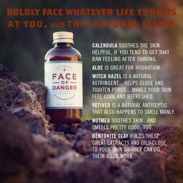 Face Of Danger Organic After Shave Lotion, Natural Aftershave Moisturizer Balm - Soothes Razor Burn and Skin Irritation, Made with Aloe, Bentonite Clay, and Calendula, 4.8 Fl Oz. - Image 3