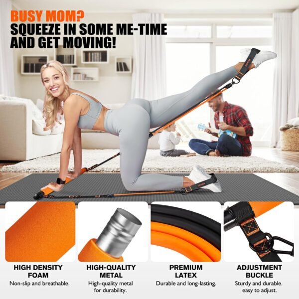 Pilates Bar Kit with Resistance Bands, Pilates Equipment, Multifunctional Pilates Bar for Women & Men, Pilates bar kit for for Hip, Back, Arm, Full-Body Workouts, Home Gym Strength Training Equipment - Image 6
